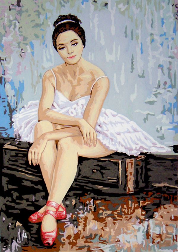 Рисунок для вышивания Soulos (канва жесткая), Балерина в красных пуантах, 47х60 см