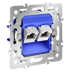 Механизм розетки компьютерной двойной RJ45+RJ45 Cat 6 Voltum S70 VLS0602M