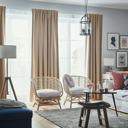 IKEA ANNAKAJSA  (ИКЕА АННАКАЙСА)  -  Шторы светонепроницаемые, 1 пара - бежевые на тесьме 145x300 см