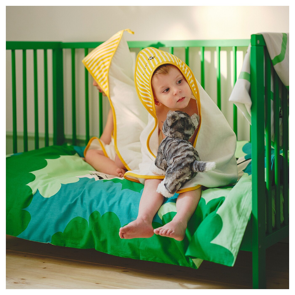 IKEA GRÖNFINK (ИКЕА ГРОНФИНК) — Полотенце детское с капюшоном, желтое, 80x80 см, фото 5