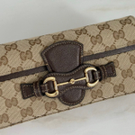 Женская сумка Gucci Horsebit — бежевая с коричневым — фото 5