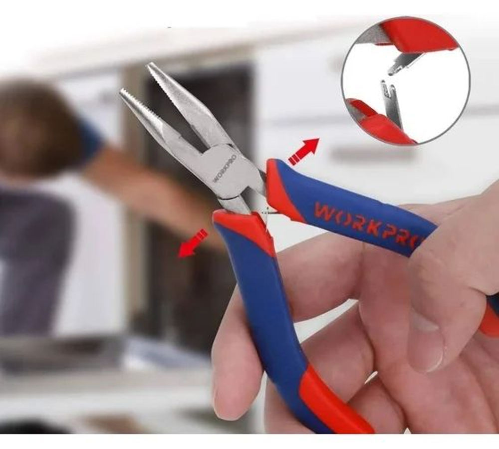 Длинногубцы-мини WORKPRO 110 мм CR-V WP231095