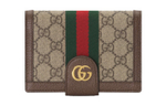 GUCCI Canvas With Leather Passport Holder Unisex Ebony/Brown