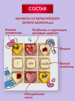 Конфеты шоколадные коробка С днём свадьбы набор подарочный