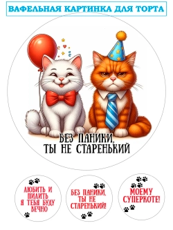 Формат А4 Вафельная картинка Без паники ты не старенький