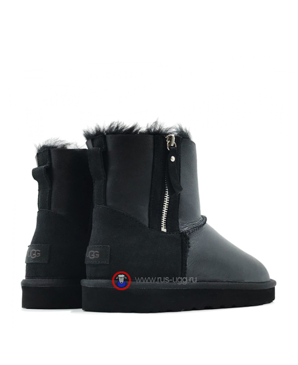 MEN'S MINI DOUBLE ZIP METALLIC Black