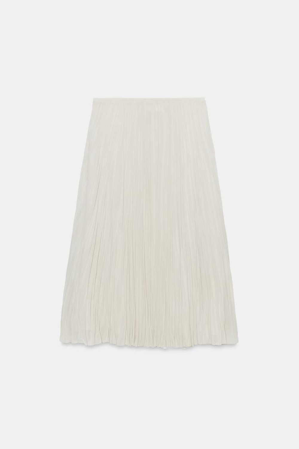 ZARA ПЛИССИРОВАННАЯ ЮБКА МИДИ — ZW COLLECTION, СВЕТЛО-СЕРЫЙ