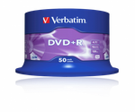 Оптический диск Verbatim DVD+R 4.7GB 16X AZO Matt Silver, Spindle, 50 шт