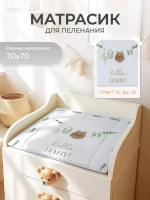 Пеленальный матрасик RANT "Hello baby" White (70х70) с сумкой, oxford