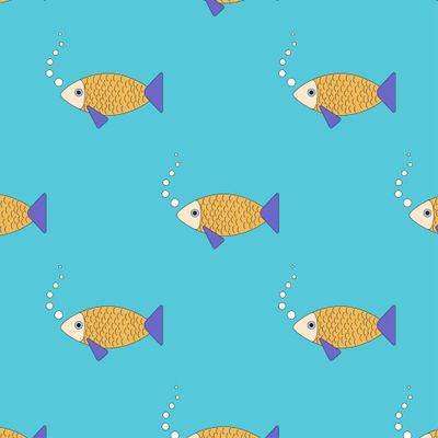 seamless pattern of fish on a blue background