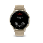 Умные часы Garmin Venu 3S 41 мм Безель из нержавеющей стали из мягкого золота, корпус французского серого цвета и кожаный ремешок