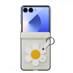 Чехол серого цвета (Daisy Edition) из искусственной кожи от Dux Ducis для Samsung Galaxy Z Flip 7, серия Luvy Series Case