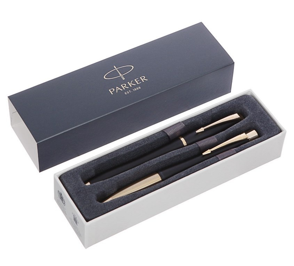 Подарочный набор из 2-х ручек Parker URBAN Muted black GT перьевая и шариковая ручки