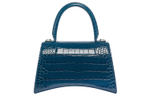 Balenciaga Crocodile Pattern Embossed Cow Leather Crossbody Bag Clutch Women"s Blue