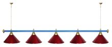 Лампа STARTBILLIARDS 5 пл. (плафоны золотые,штанга коричневая,фурнитура золото)