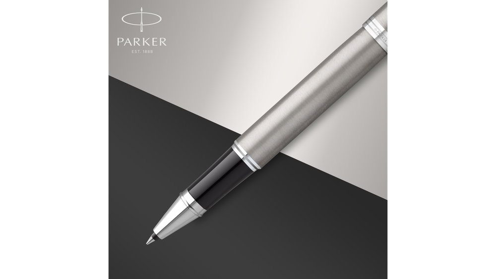 Ручка-роллер Parker IM Stainless Steel CT 2143633, стержень: F, цвет чернил: black, в подарочной упаковке