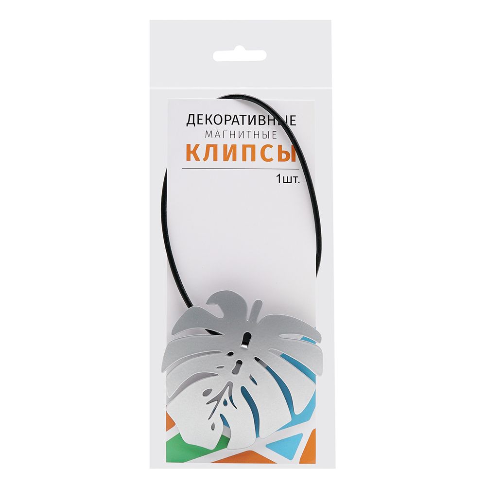 Клипсы шторные магнитные металл Экзотика со шнуром, металлик, 1 шт