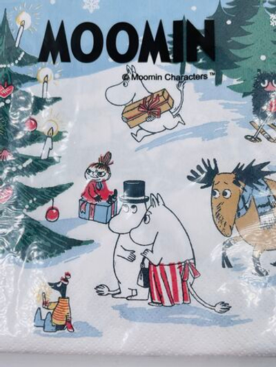 Салфетки бумажные Moomin, Рождественская страна чудесх, разноцветные 33х33 см, 20 салфеток (из Финляндии)