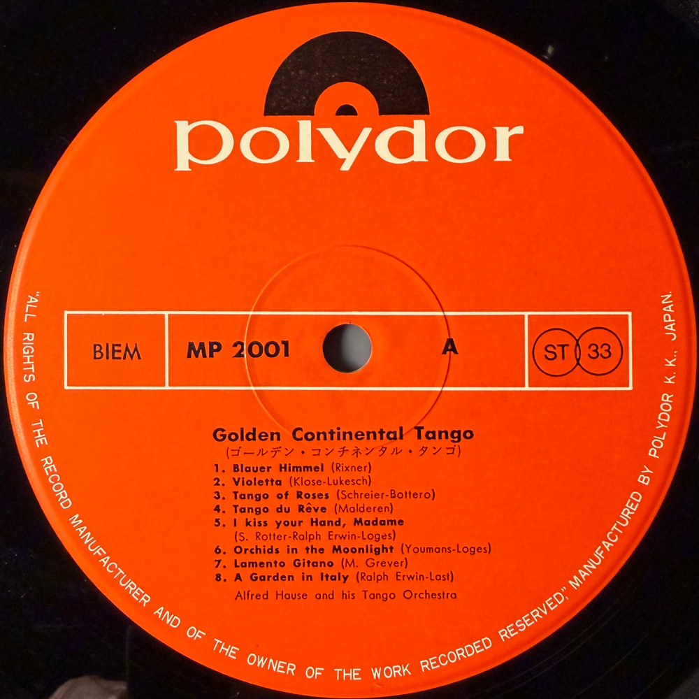 Golden Continental Tango - Alfred Hause And His Tango Orchestra ‎(Япония 1971г.)