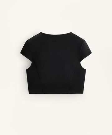Oysho Топ Compressive с короткими рукавами, черный