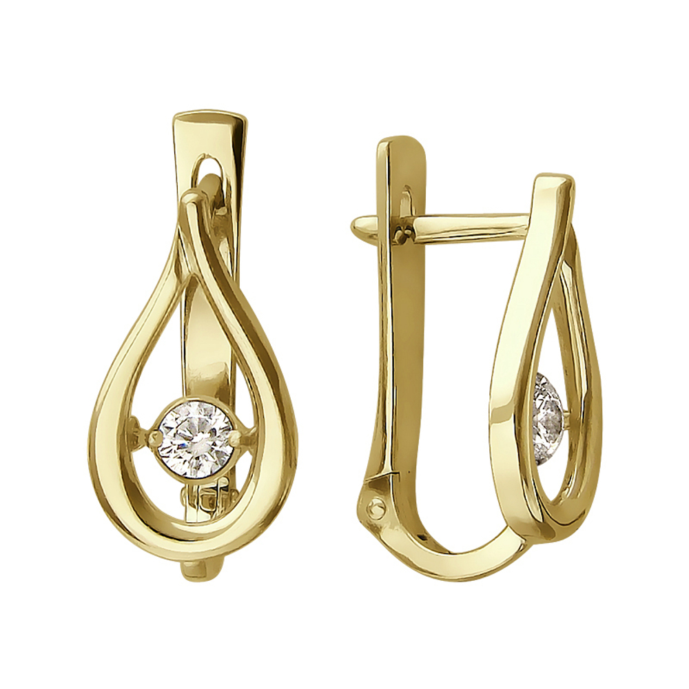 Серьги с фианитом из жёлтого золота 585 пробы JA-S-1С137958