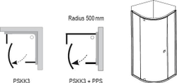 Душевой уголок Ravak Pivot PSKK3-100x100 сатин + траспарент 376AAU00Z1 схема