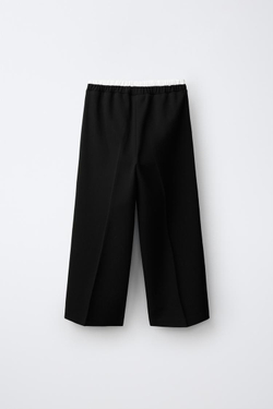 ZARA БРЮКИ WIDE LEG С ДВОЙНЫМ ПОЯСОМ, ЧЕРНЫЙ