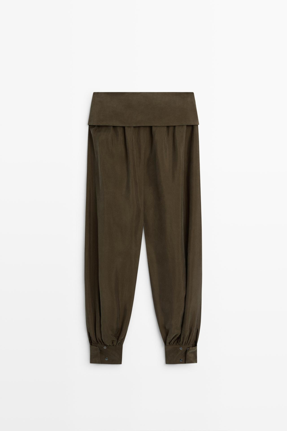 Massimo Dutti Брюки-саруэль с поясом, хаки
