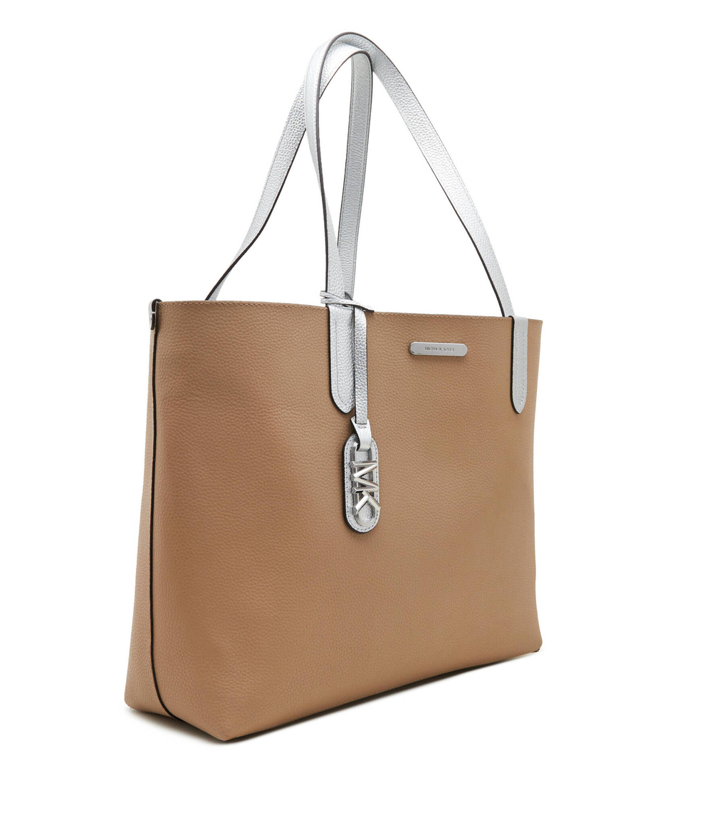 Двухсторонняя кожаная сумка-шопер + поясная сумка XL EW REVERSIBLE TOTE Michael Kors - серебряный(30H3SZAT4M)