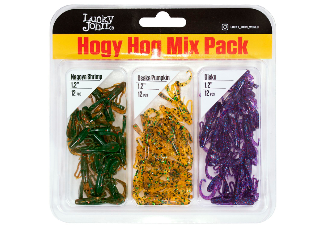 Твистер Lucky John Hogy Hog 1.2" (30 мм), 36шт/уп