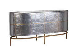 Комод округлый с дверцами 91x51x183см Garda Decor Futuro серебристый