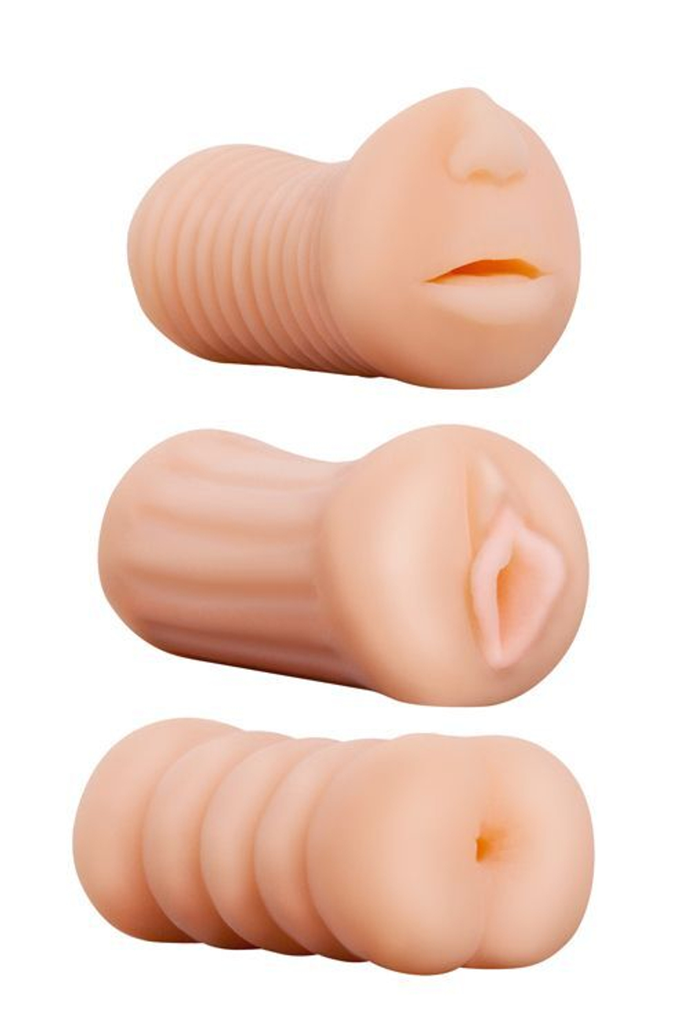 Набор из 3 мастурбаторов LIFELIKE STROKER SET (Цвет: телесный)