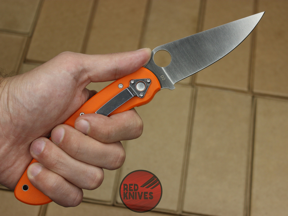 Складной нож Steelclaw Боец-3 (Реплика Spyderco Military), оранжевая рукоять - сталь D2