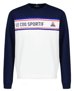 Кофта для мальчика теннисная Le Coq Sportif TRI Crew Sweat N°1 SS23 - bleu nuit/new optical white