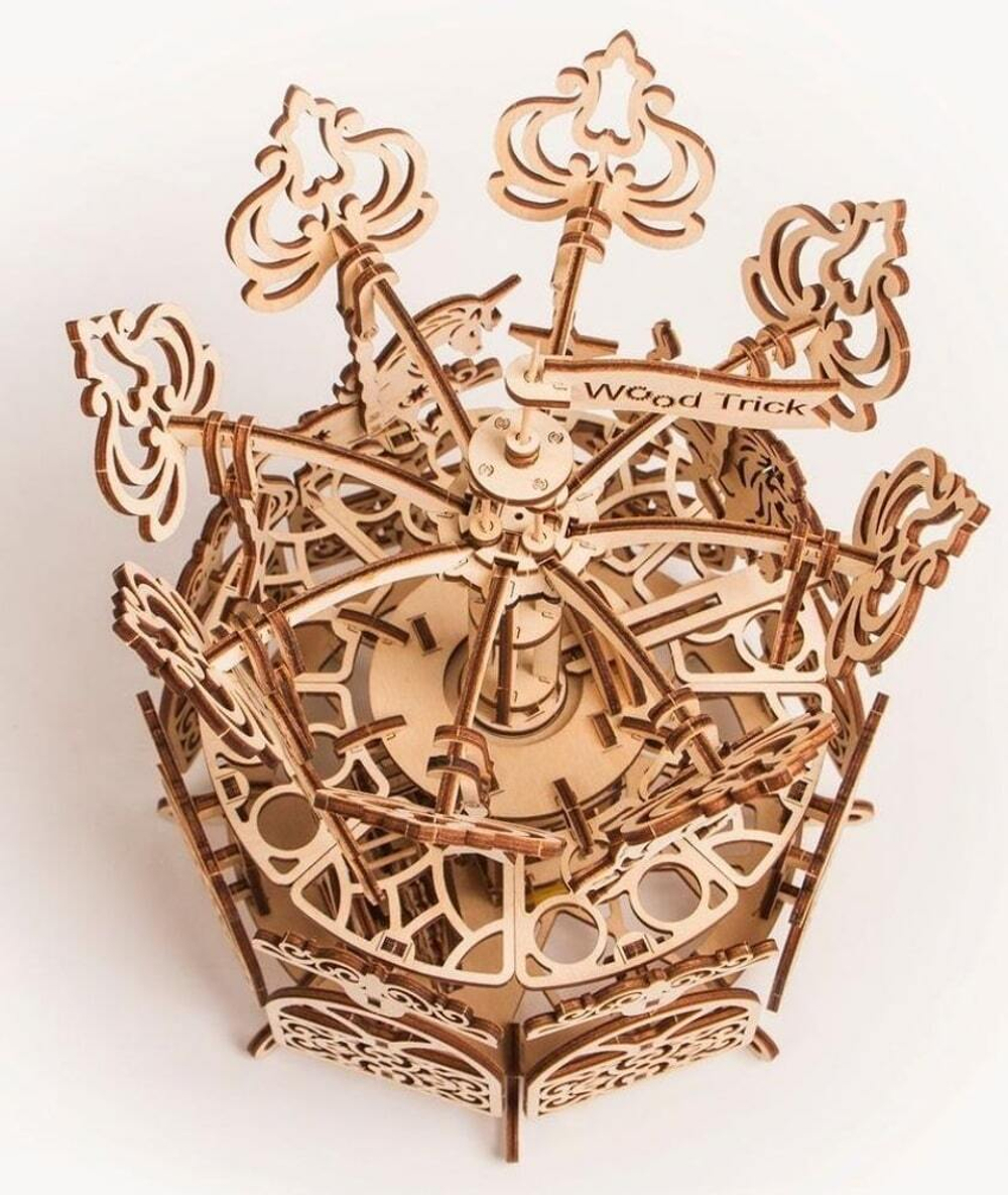 Карусель Wood Trick - Деревянный конструктор, сборная модель, 3D пазл, детский аттракцион