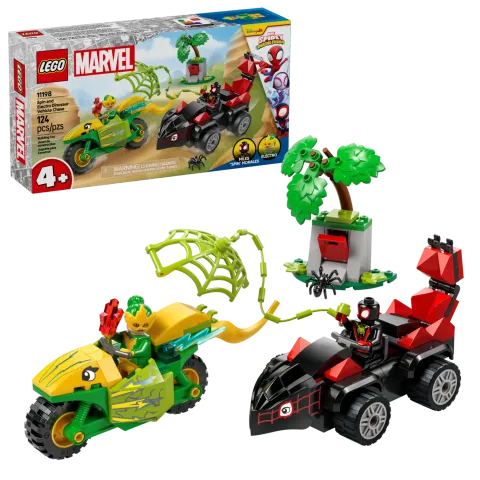 Конструктор LEGO Marvel 11198 Вращение и погоня за электромобилем-динозавром