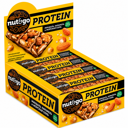 Батончик протеиновый с миндалем Nut&Go, 18 шт по 40 г