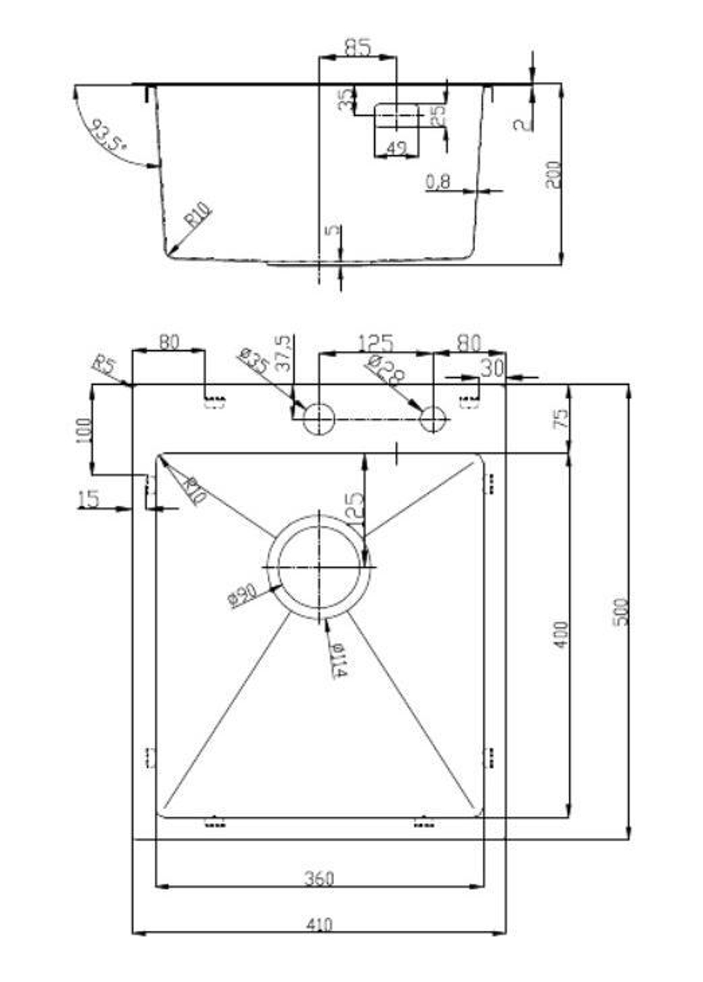 Кухонная мойка D&K нержавеющая сталь графит (DKS415006)