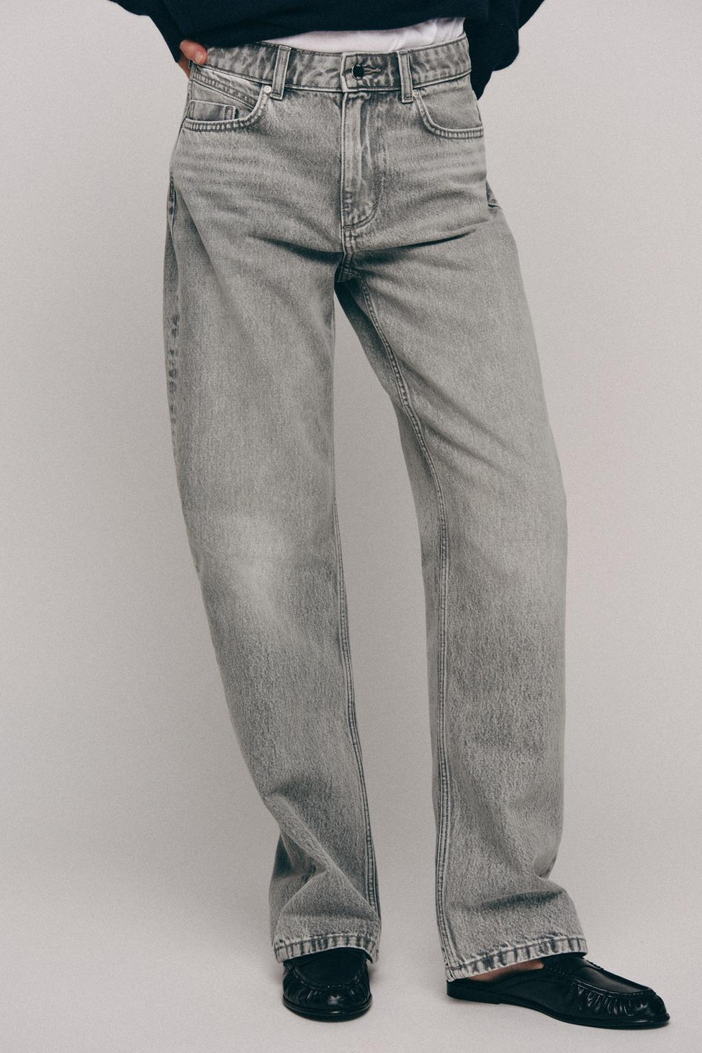 ZARA ДЖИНСЫ Z1975 REGULAR FIT LONG LENGTH С ВЫСОКОЙ ПОСАДКОЙ, СЕРЫЙ