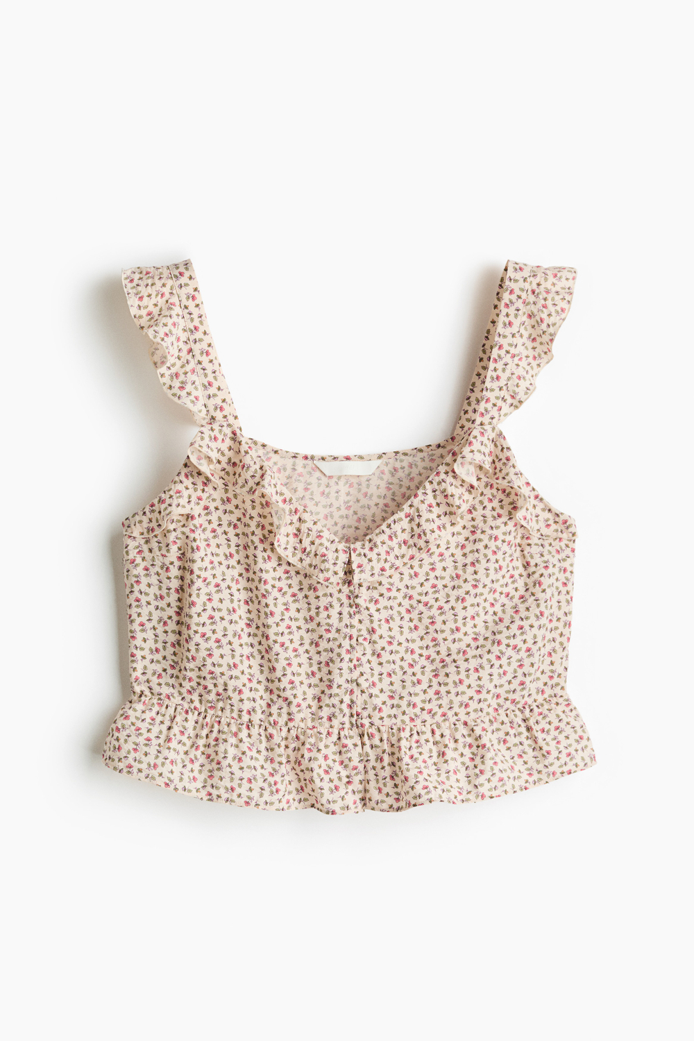 Короткий топ с воланами и пуговицами - H&M