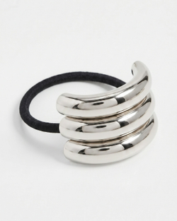 Резинка для волос металлическое полукольцо «TRIPLE HAIR CUFF SILVER», золото/серебро