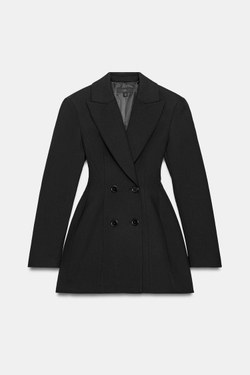 ZARA МИНИ-ПЛАТЬЕ-БЛЕЙЗЕР, ЧЕРНЫЙ