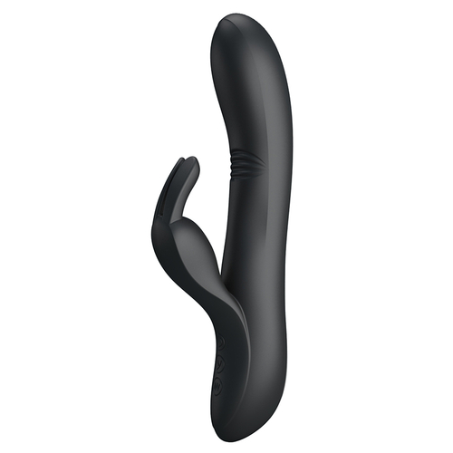 Черный вибратор-кролик 21см с имитацией фингеринга Pretty Love Dylan Vibrator Rabbit BW-068002-1