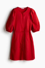 Платье из смеси со льном с поясом - H&M