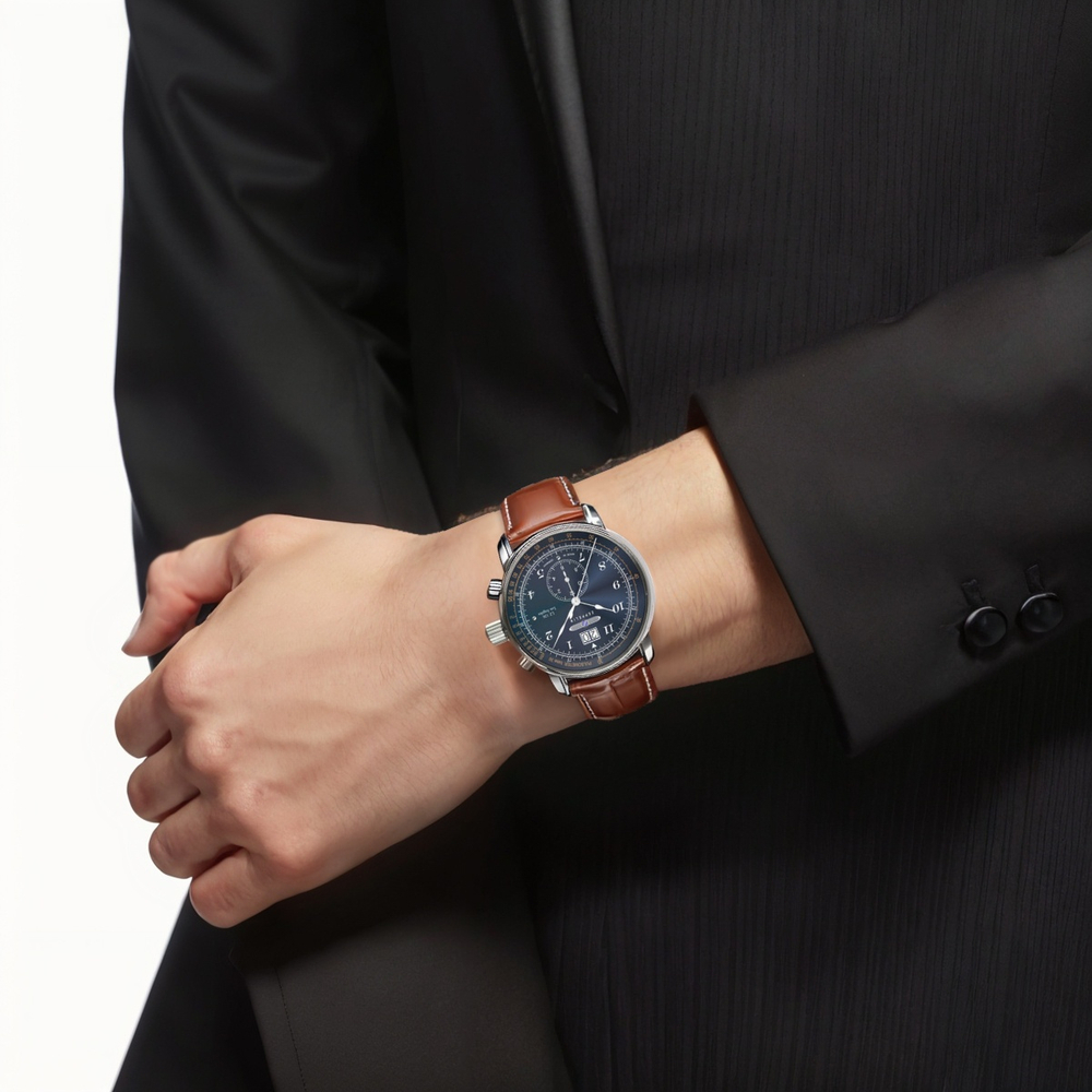 ZEPPELIN Los Angeles Collection Quartz Movement Men"s Watches Watch Blue Dial Stainless Steel Case