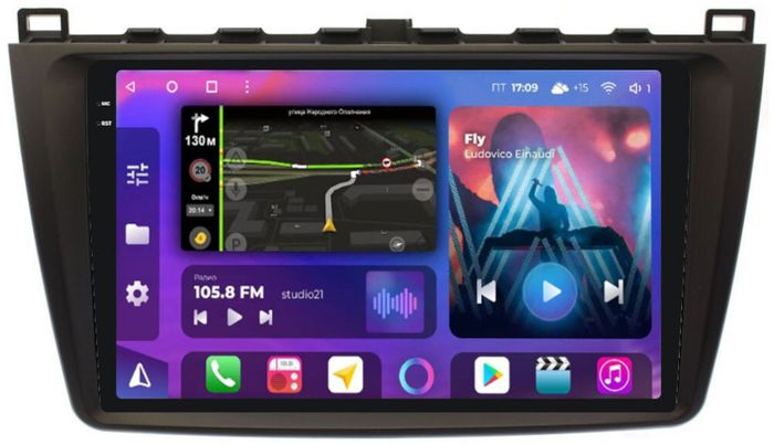 Магнитола для Mazda 6 GH 2007-2012 - FarCar BM012M-2K монитор 9.5" 2K QLED на Android 14, Быстрая, CarPlay, 4G SIM-слот