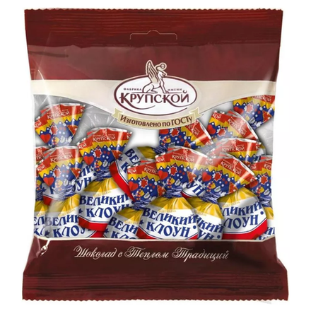 Конфеты Великий Клоун шоколадные с орехами Крупской, 1 кг