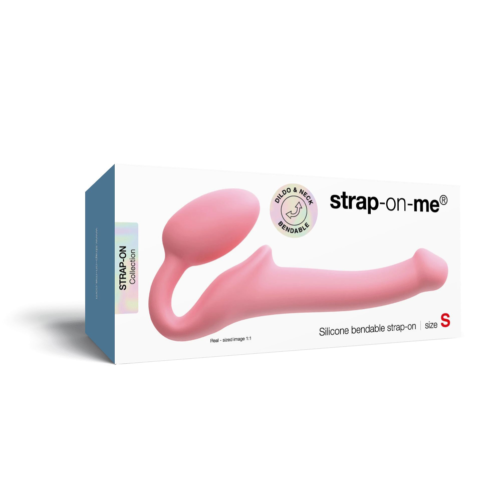 Розовый безремневой страпон Strap-on-me Semi-Realistic Bendable Strap-On size S (Цвет: розовый)
