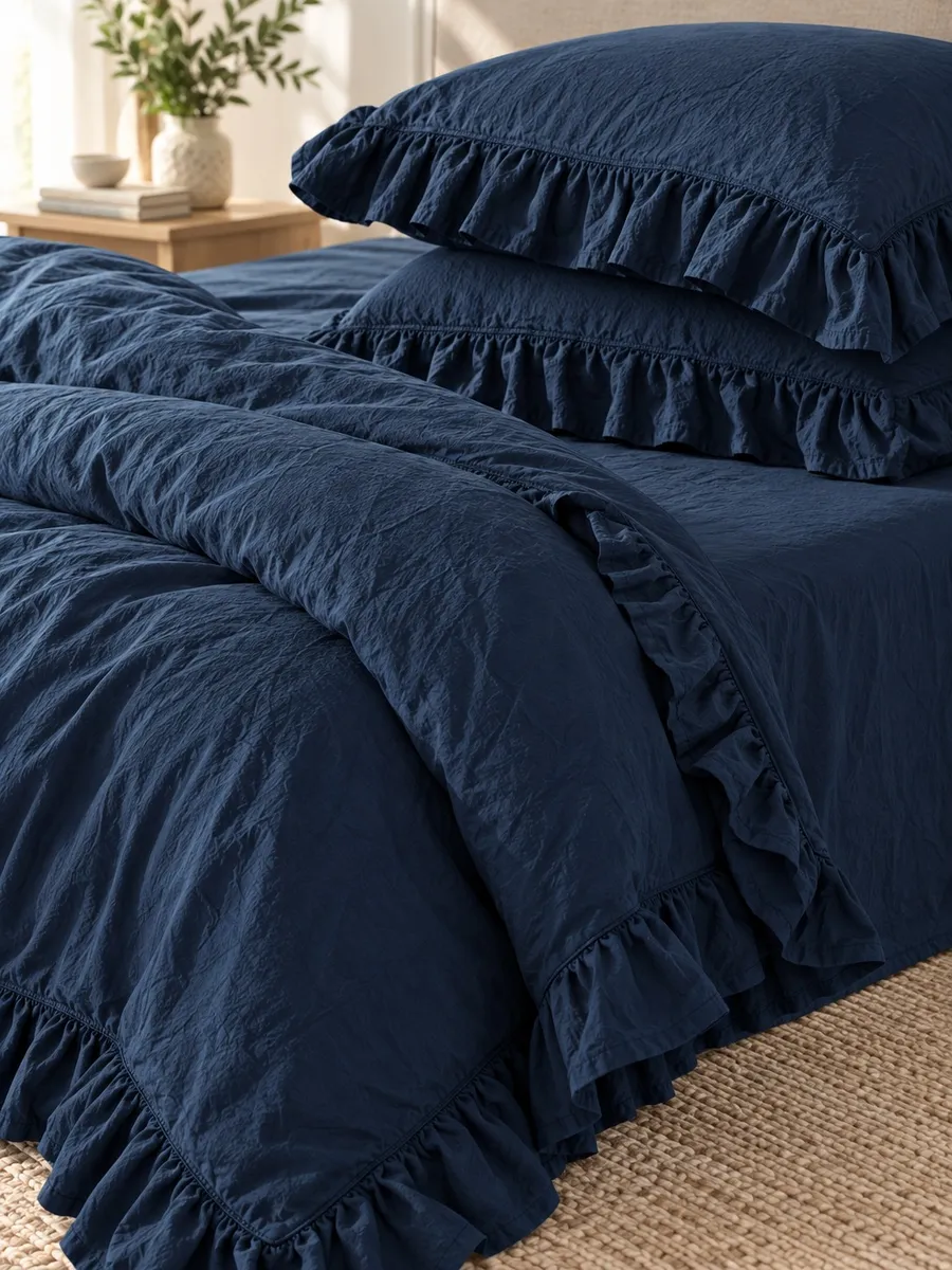 Lımasso КПБ 4 пр. Stonewashed Exclusıve Dress Blue пододеяльник 200*220, простынь 240*260, наволочки 50*70 2шт — фото 6