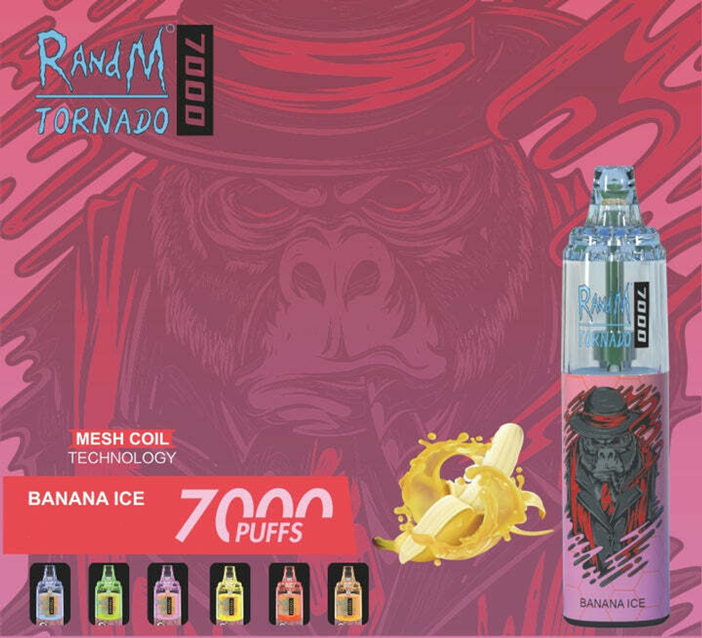 RandM Tornado 7000 - Banana Ice (5% nic)